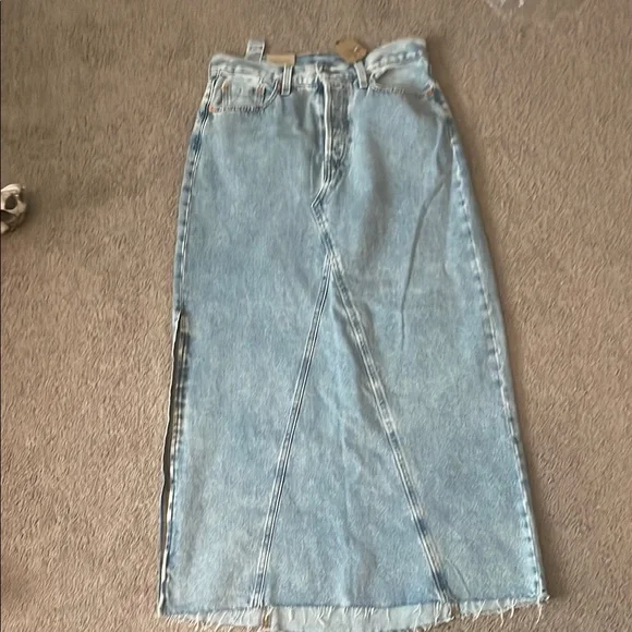 Light Blue Denim Maxi Skirt - Picture 1 of 6